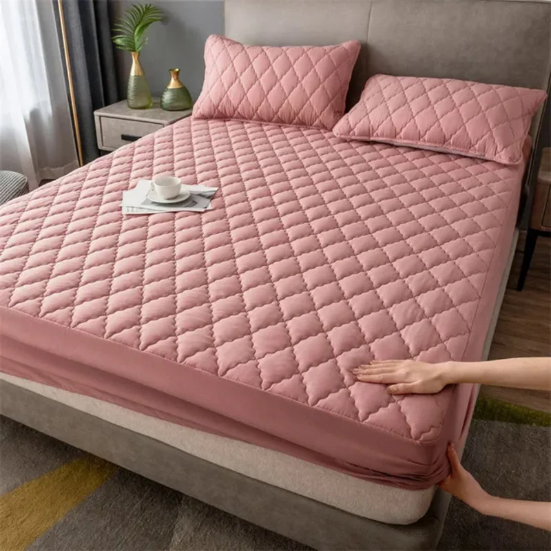 

NEW Waterproof Mattress Protector Thickened Cotton Queen Double Elastic Fitted Sheet Anti-slip Bedspread (No Pillowcase)