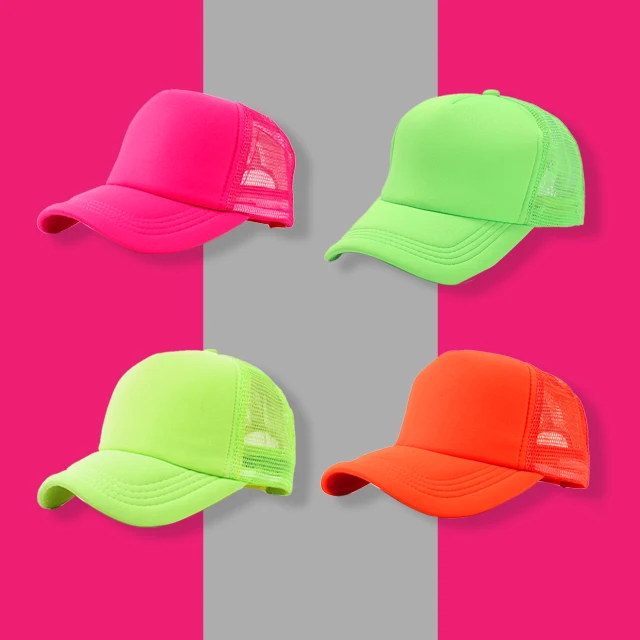 Fluorescent Baseball Cap 2022 Spring and Summer New Breathable Mesh Truck Hat Street Popular Hip-hop Men's Caps Custom Logo