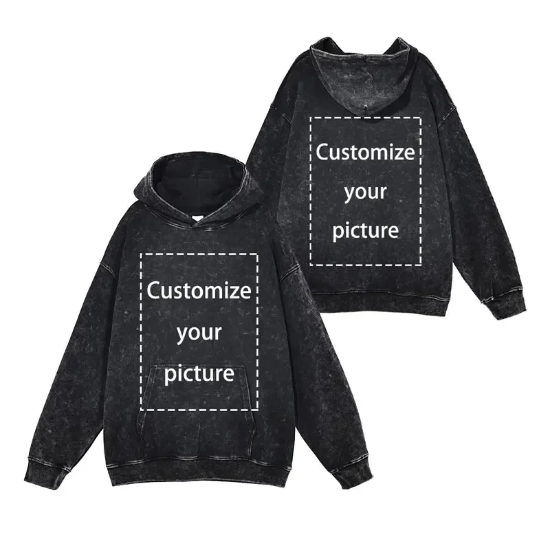 تخصيص تصميم هوديي HD DTG الطباعة خمر غسلها قمصان س...