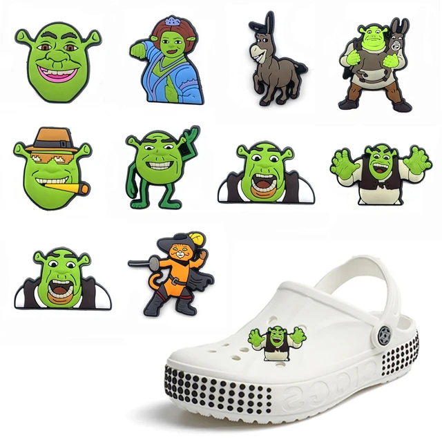 10PCS High Imitation PVC Shoe Charms Cartoon Shrek Croc Clogs Sandals  Garden Shoe Accessories Funny Jibz for Kids Boy Party Gift - AliExpress