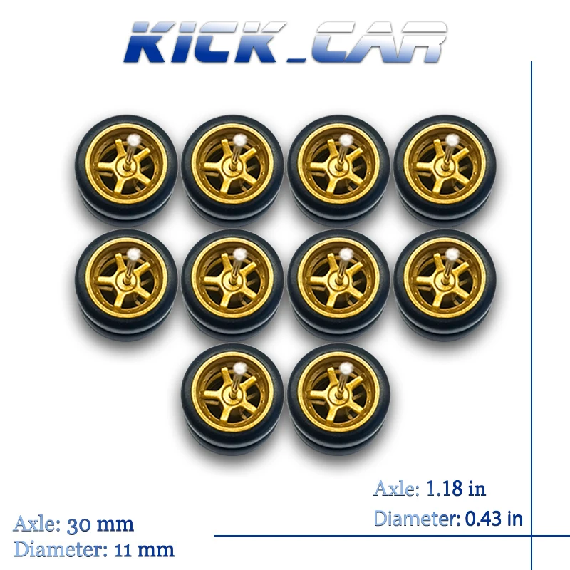 1/64 Scale Diecast Car Wheel Set with Fixed Rubber Tires - Five-Spoke Design (25-Piece)