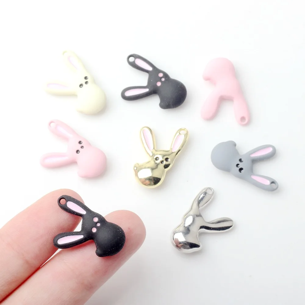 

10Pcs/pack Simple Alloy Spray Paint Drip Oil Rabbit Cartoon Small Pendant DIY Bracelets Necklaces Jewelry Accessories