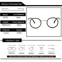 Monture de lunettes de luxe de marque rétro, monture ronde pour hommes et femmes, alliage d'acier inoxydable ultraléger, lunettes anti-lumière bleue 6