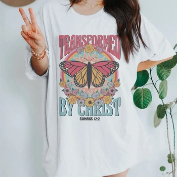 Butterfly Graphic Tops Vintage Aesthetic Bible Verse Tee Women Short Sleeve Floral Christian T-Shirts Religious Retro Boho Tops 1