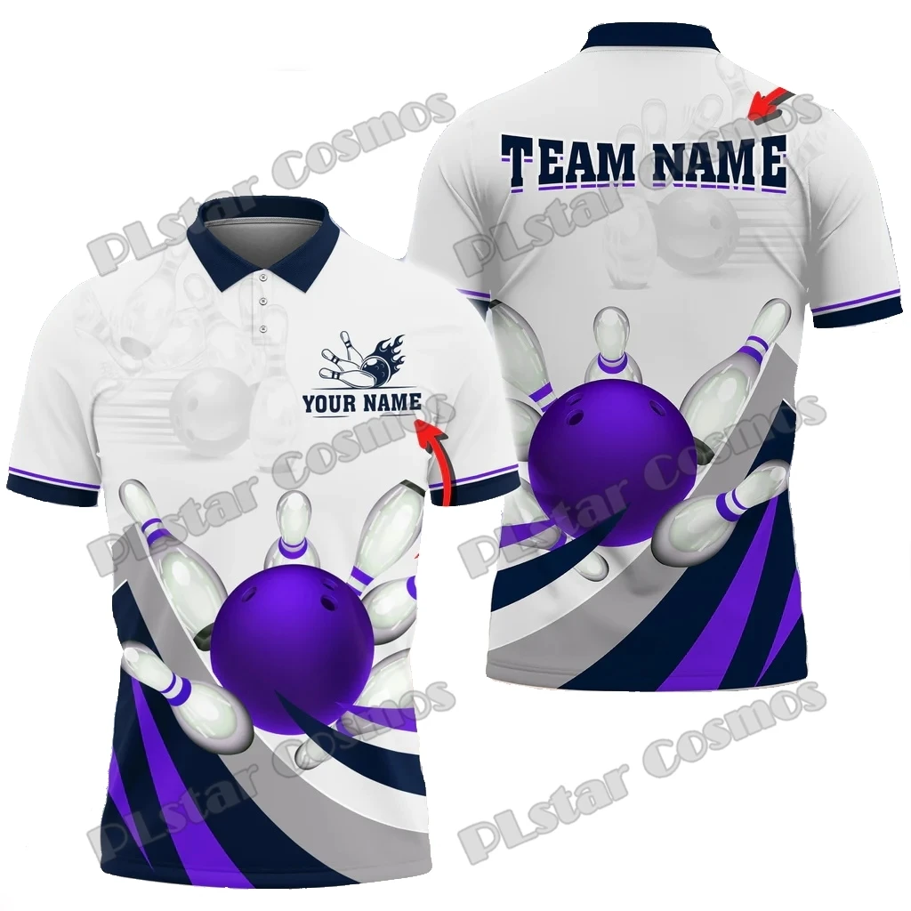 Bowling Ball und Pins Legend Returns Mehrfarbig Benutzerdefinierter Name 3D-gedrucktes Herren-Poloshirt Sommer Unisex Casual Poloshirt WK221 – Detail 19