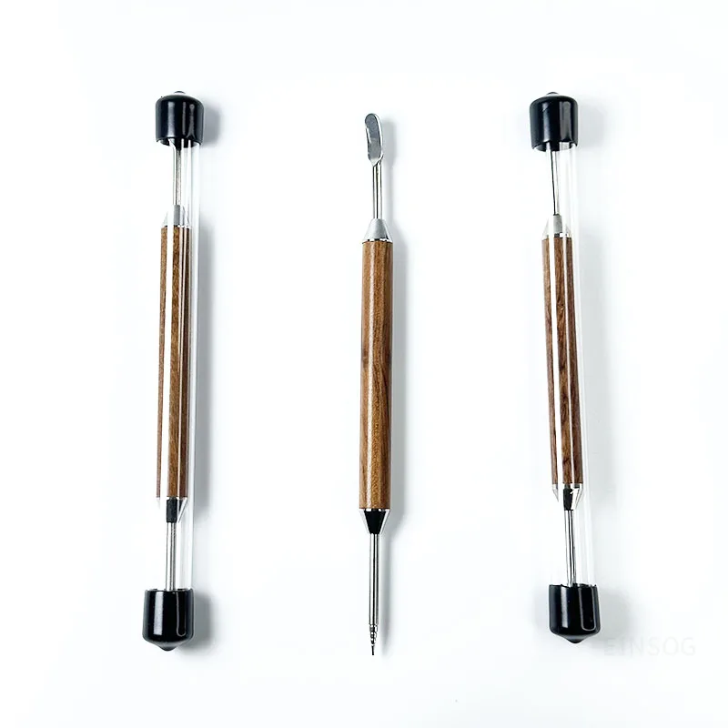 إبرة قهوة لاتيه فولاذ مقبض خشبي