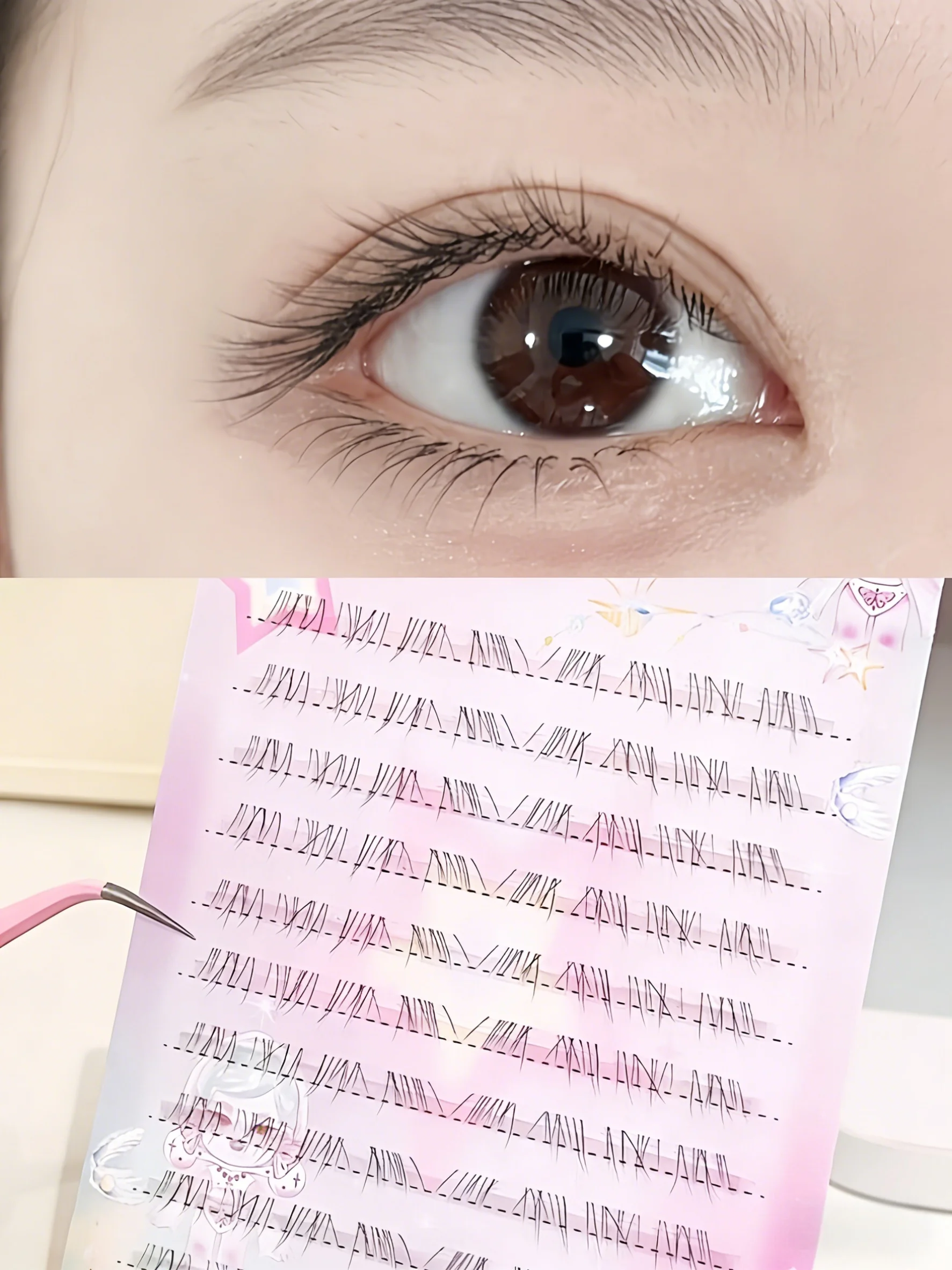 Doudoutian Untere Wimpern 24-80 Cluster DIY Natürliche Wispy C-Curl 6-9mm Wiederverwendbar – Detail 1