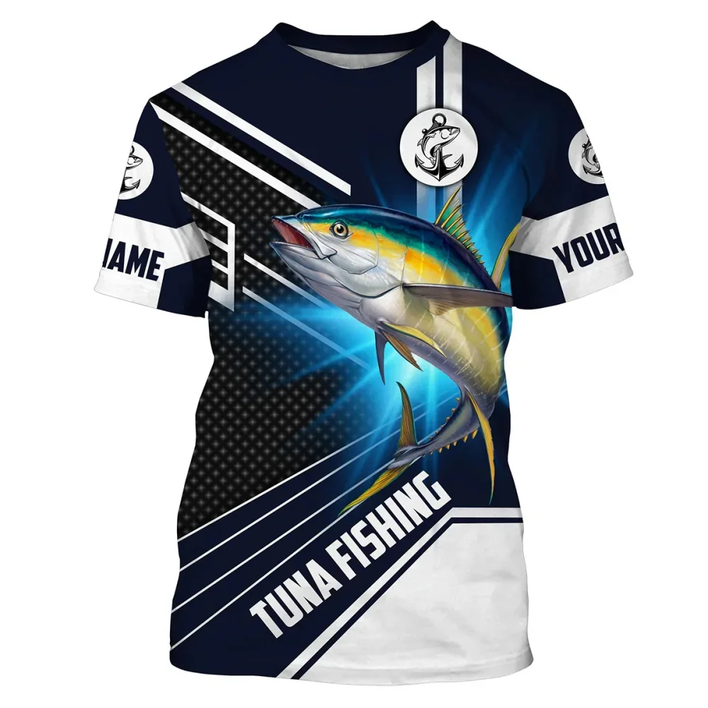 

Summer 3D Fish Print T-shirt Casual O-neck Jumper Oversized Breathable Short-sleeved T-shirt for Men Going Fishing Outdoors