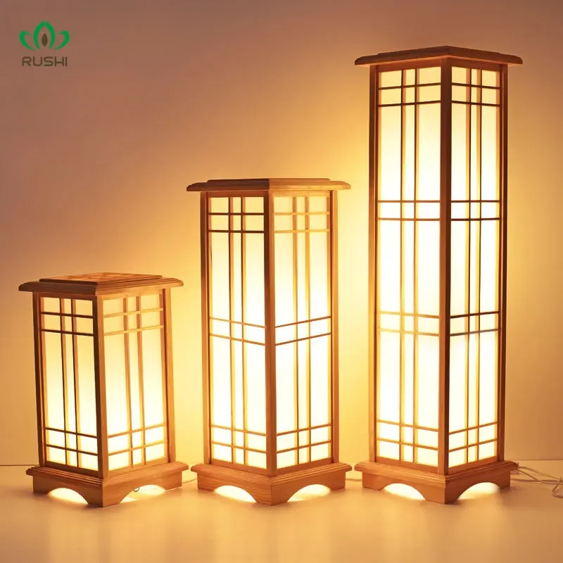 

Modern Japanese Floor Lamp Washitsu Tatami Decor Window Pane Lamp Restaurant Living Room Hallway Lighting Home Design Wood Lamp