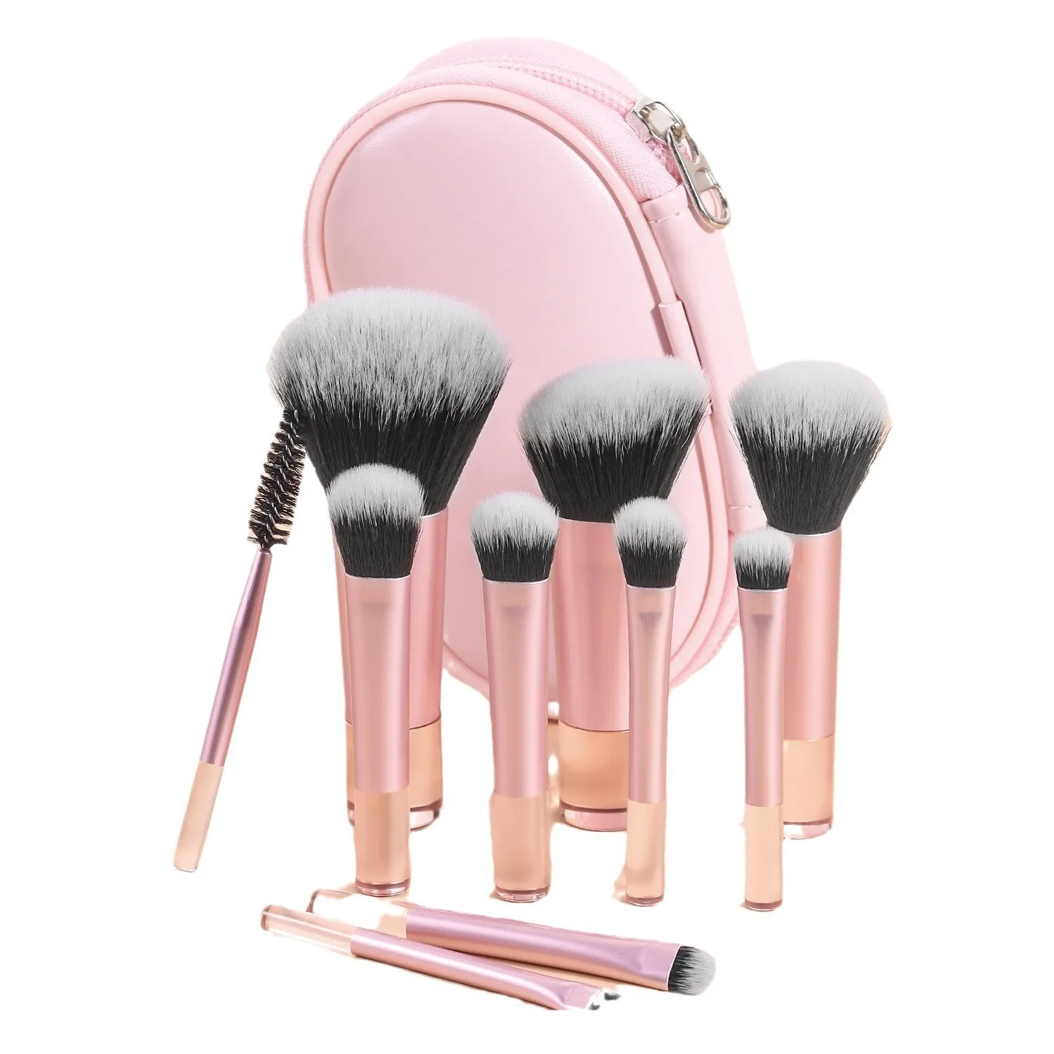 10Pcs 미니 여행 메이크업 브러쉬 세트 케이스 포함 부드러운 합성 헤어 파운데이션 파우더 아이 섀도우 브러쉬 휴대용 화장품 도구