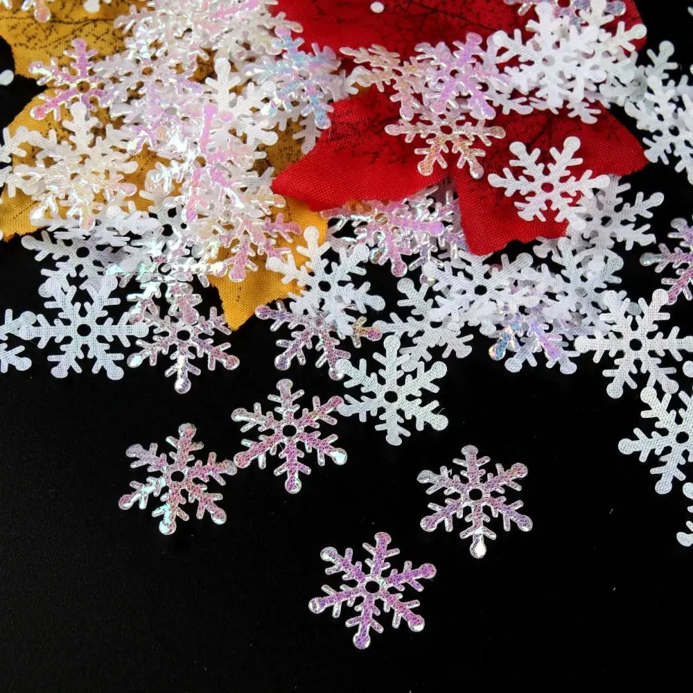 200Pcs 300Pcs Christmas Snowflakes Confetti Artificial Snow Xmas Tree Ornaments DIY Handmade Toys Party Cake Decor Supplies 200pcs 2cm mini pe foam rose head artificial flower handmade rose head diy weddin home decoration holiday party supplies