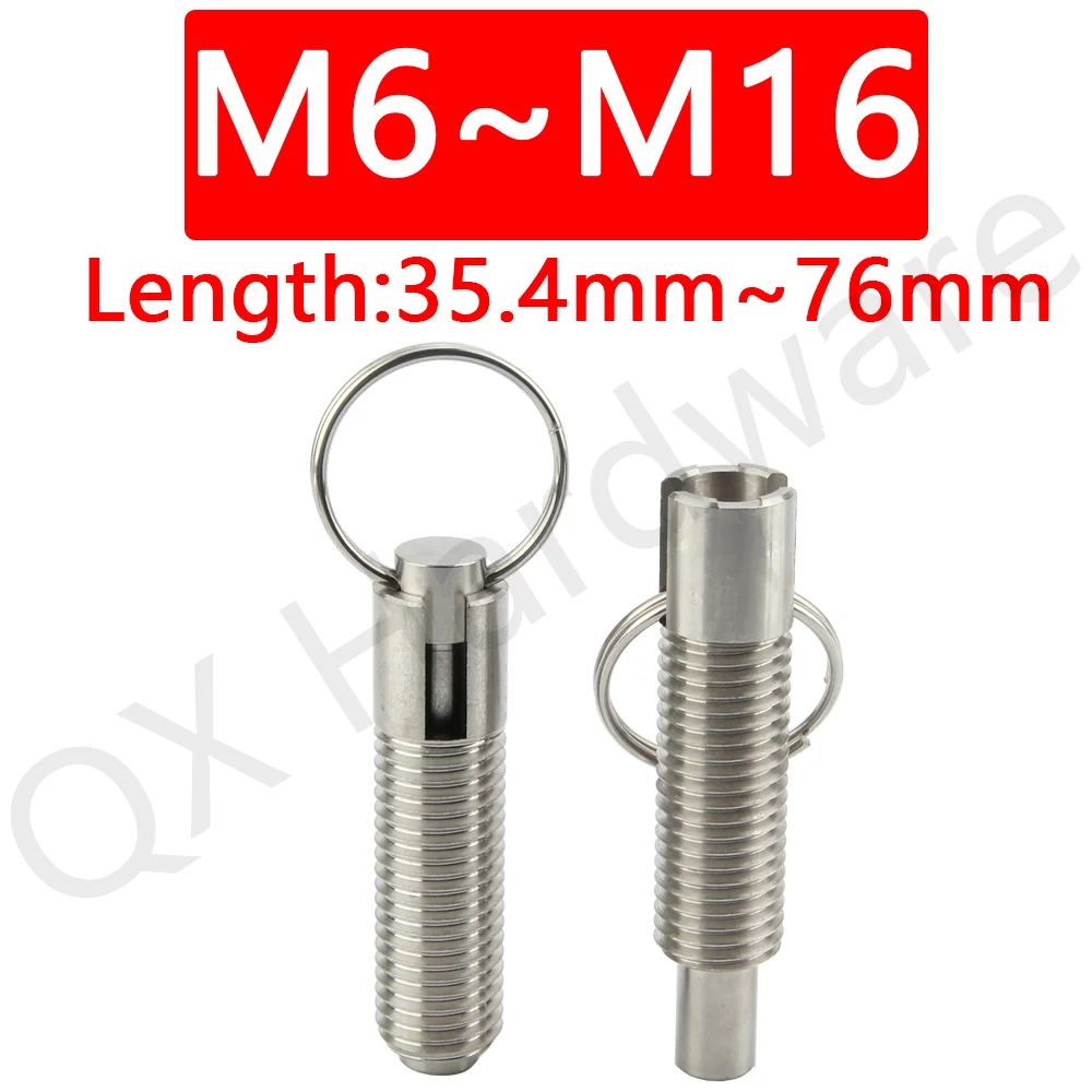 QX234 Factory Supply Hand Retractable Pull Pin Spring Plunger Index Bolt Stainless/Carbon Steel Indexing Plunger With Ring