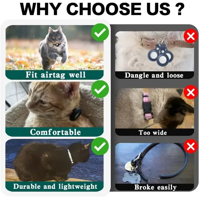 Cute Cat Collar Airtag Breakaway Reflective Kitten Collar with Bell for Apple Air Tag Holder Bell Nylon Silicone Collar for Cats 5