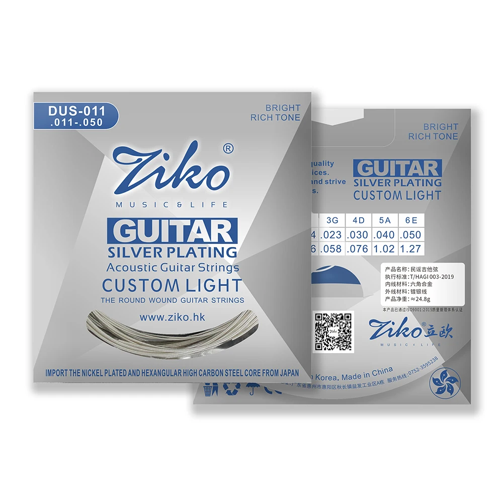 

Ziko Acoustic Guitar Strings Hexagon Carbon Steel Core Silver Plating Acoustic Folk Guitar Strings Guitar Accessories DUS-011