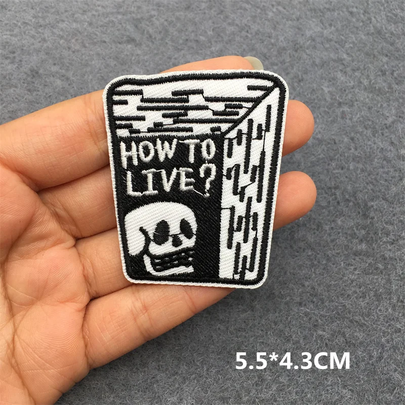 Buy Black and White Rock Embroidery Patches For Clothing Iron On Patches On  Clothes Punk Ghost Hand OK Zipper Patch Online - 360 Digitizing -  Embroidery Designs