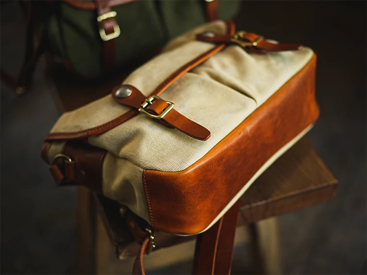 Modische Vintage Casual Luxus Canvas Erste Schicht Leder Herren Messenger-Tasche Business Outdoor Reise Designer Schultertasche – Detail 24