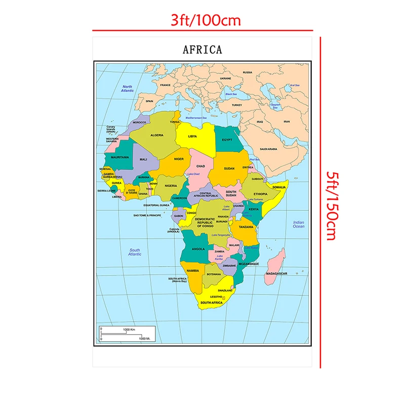100*150cm 2013 The Africa Map Detailed Poster Non-woven Canvas Painting Wall Art Decor Hanging Picture for Home Decoration