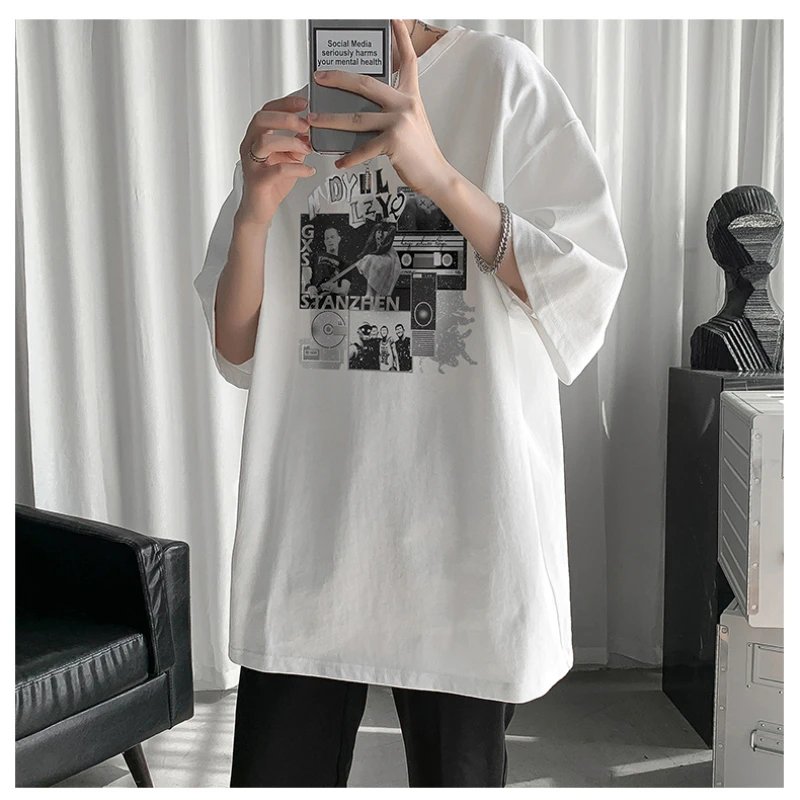 

Футболка Мужская/Женская хлопковая в стиле хип-хоп, белый трендовый топ в стиле панк, винтажная одежда с графическим принтом, на лето