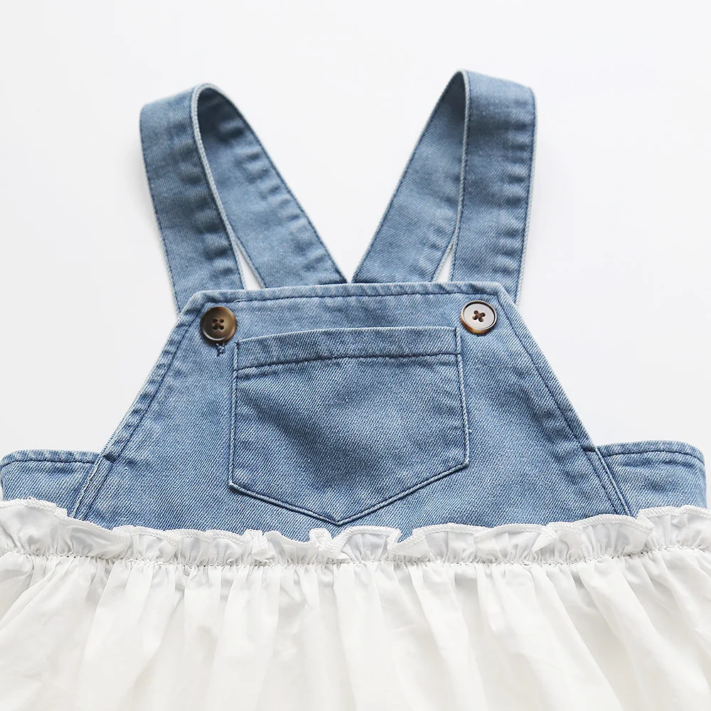 Cute Baby Girl Lace Denim Patchwork Dress