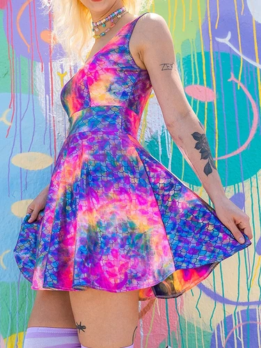 새로운 패션 여성 여름 드레스 섹시한 깊은 v 넥 민소매 캐주얼 비치 sundress S-XL 2