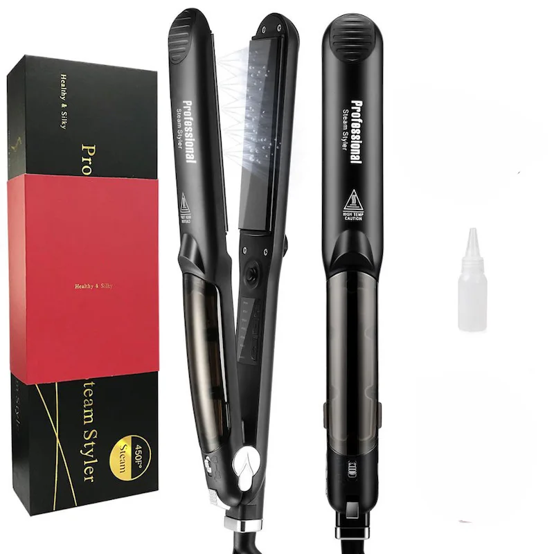 Hair Steam Straightener Ceramic Steam Flat Iron Vapor Plate Wet