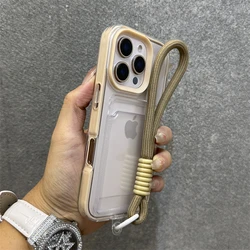 Luxury Clear Card Holder Wallet Case with Wrist Strap and Hand Rope in Soft Silicone - iPhone 12 Pro (Khkai)