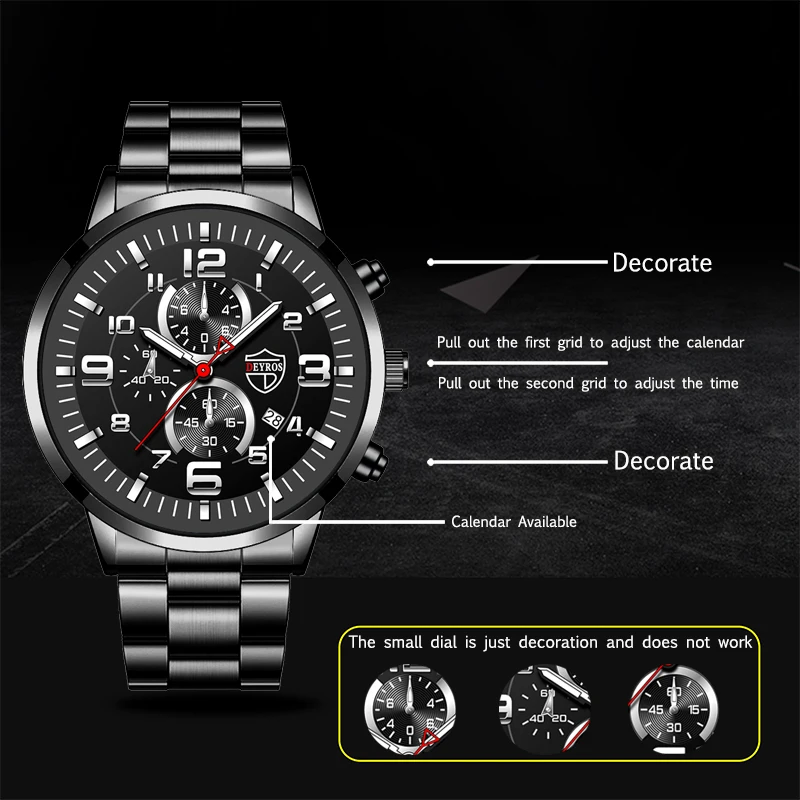 2023 Brand Men's Watches Luxury Stainless Steel Quartz Watch Man Leather Calendar Sports Wristwatch Luminous Clock reloj hombre 2