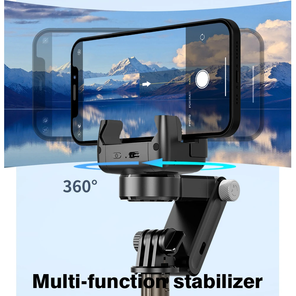 Byscoon 360 Rotation Gimbal,Selfie Stick Tripod with Remote Fill Light Following Shooting,Stabilizer for Smartphone Live/Vlog