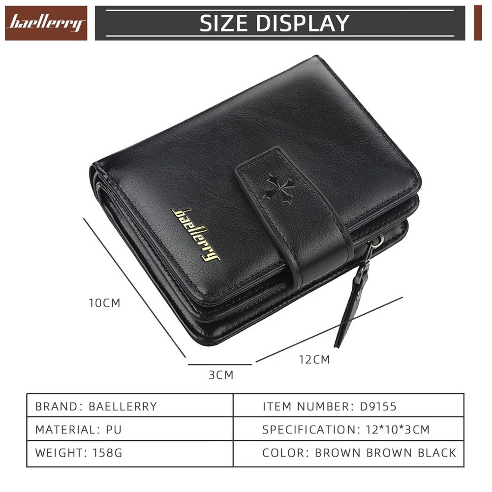 Baellerry Men's Slim RFID Wallet Premium PU Leather Zipper Coin Pocket 12 Card Slots Front Pocket Essential