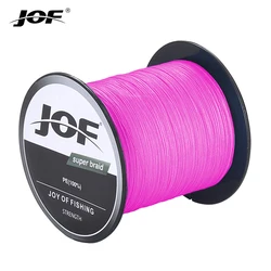 Premium JOF PE Braided X4 Fishing Line - Ultra Durable, Abrasion Resistant, Thin Design for Outdoor Enthusiasts (Available in 300M, 500M, 1000M Lengths) (Pink)