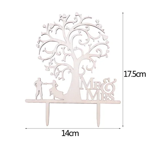 

1pc Wooden MR MRS Cake Toppers Just Married Wood Ornaments Love Birds Wedding Cake Decoration Wedding Engagement Party Supplies