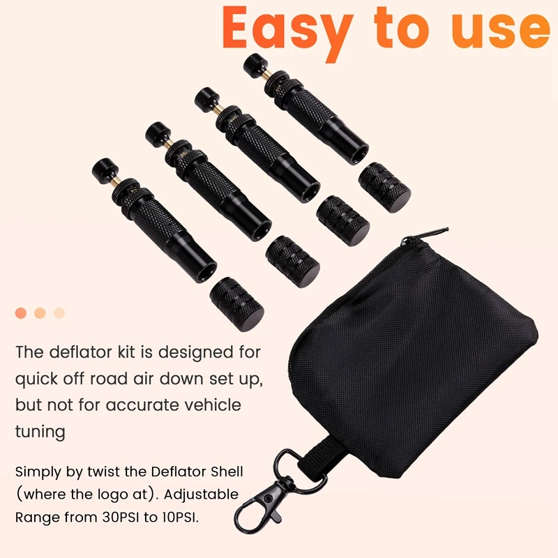 Automatic Tire Deflator,10-30 PSI/0.7-2 BAR Adjustable Tire Deflator Kit,Air Down Deflators Offroad Accessories