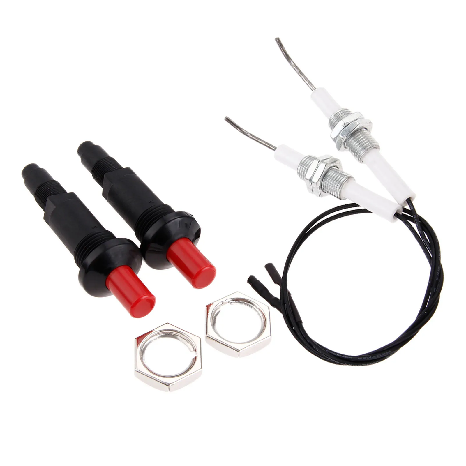 Grill Ignition System 2 Set Propane Push Button Piezo Igniter w/Threaded Ceramic Electrode Ignition Plug for Gas Fireplace/Oven/Heater/Kitchen lgniter