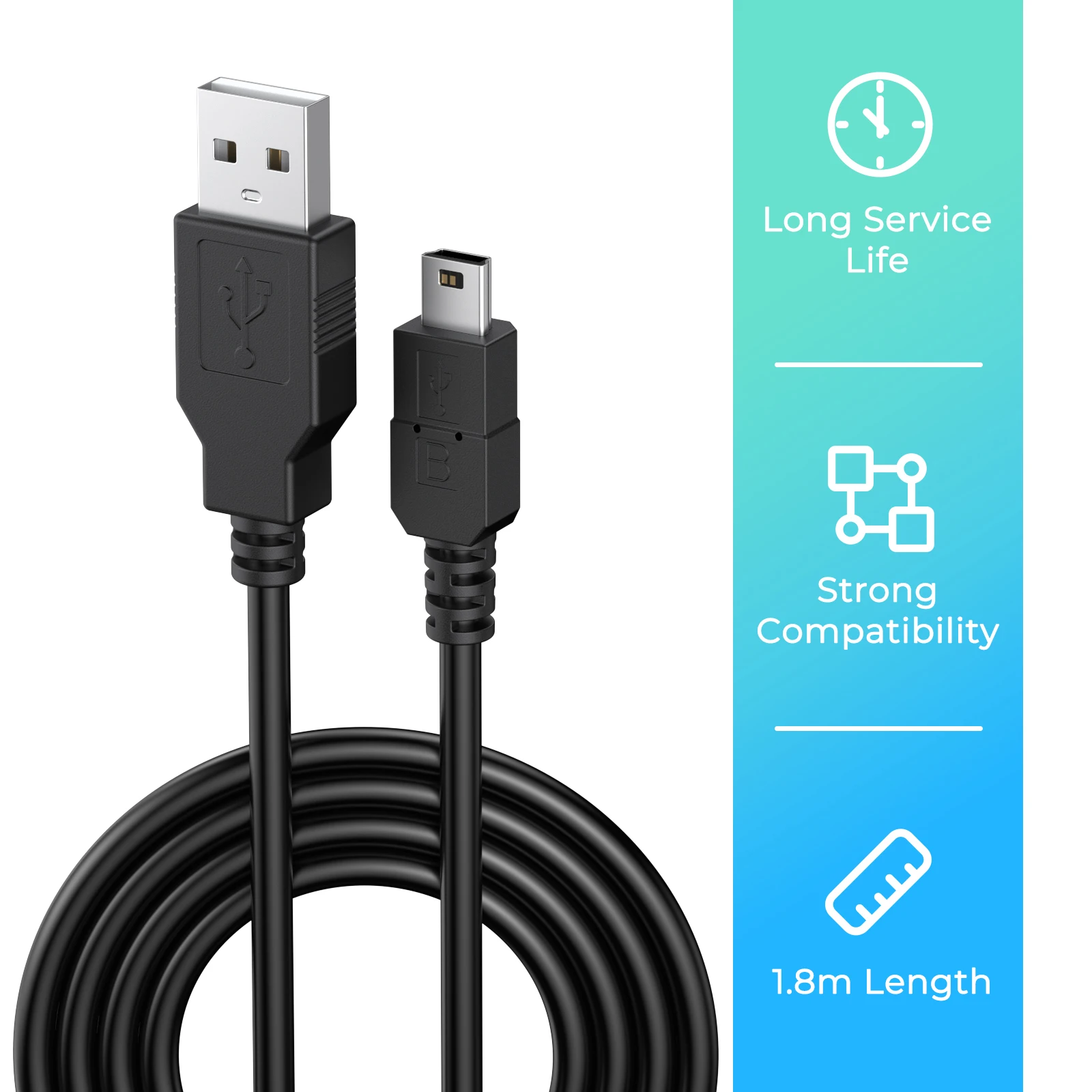 PS3 컨트롤러/카메라/GPS/GoPro/TI-84용 1.8m/1m USB 충전 케이블 플레이스테이션 3 컨트롤러 충전기용 충전기 코드