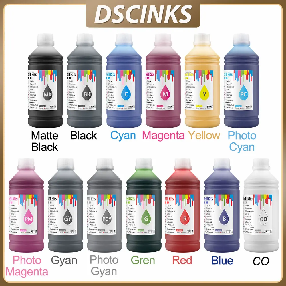 Tinta do Pigmento bk c m y para Canon Ipf120 320 57 1700 101 103 106 107 301 303 307 701 704 707 Impressora Papel Fotográfico 1000ml mk