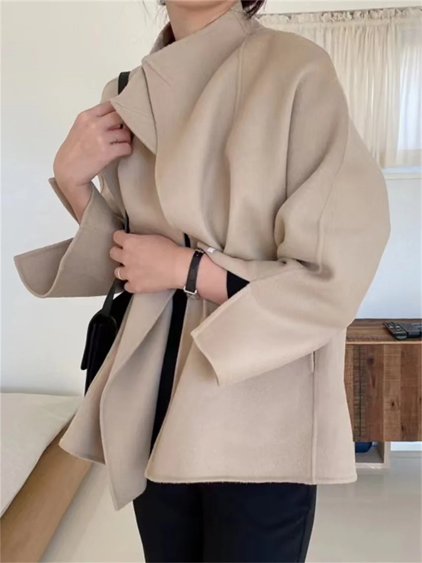 

Alien Kitty Khaki Women Coats Woolen Chic Loose Elegant Work Wear Spring Vintage 2023 Warm Office Lady Trench Mujer High Quality