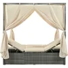 Outdoor Patio Wicker Sunbed Daybed with Canopy, Overhead Curtains, Cushions, Lounge Chairs with Adjustable Seats for Backyard 2