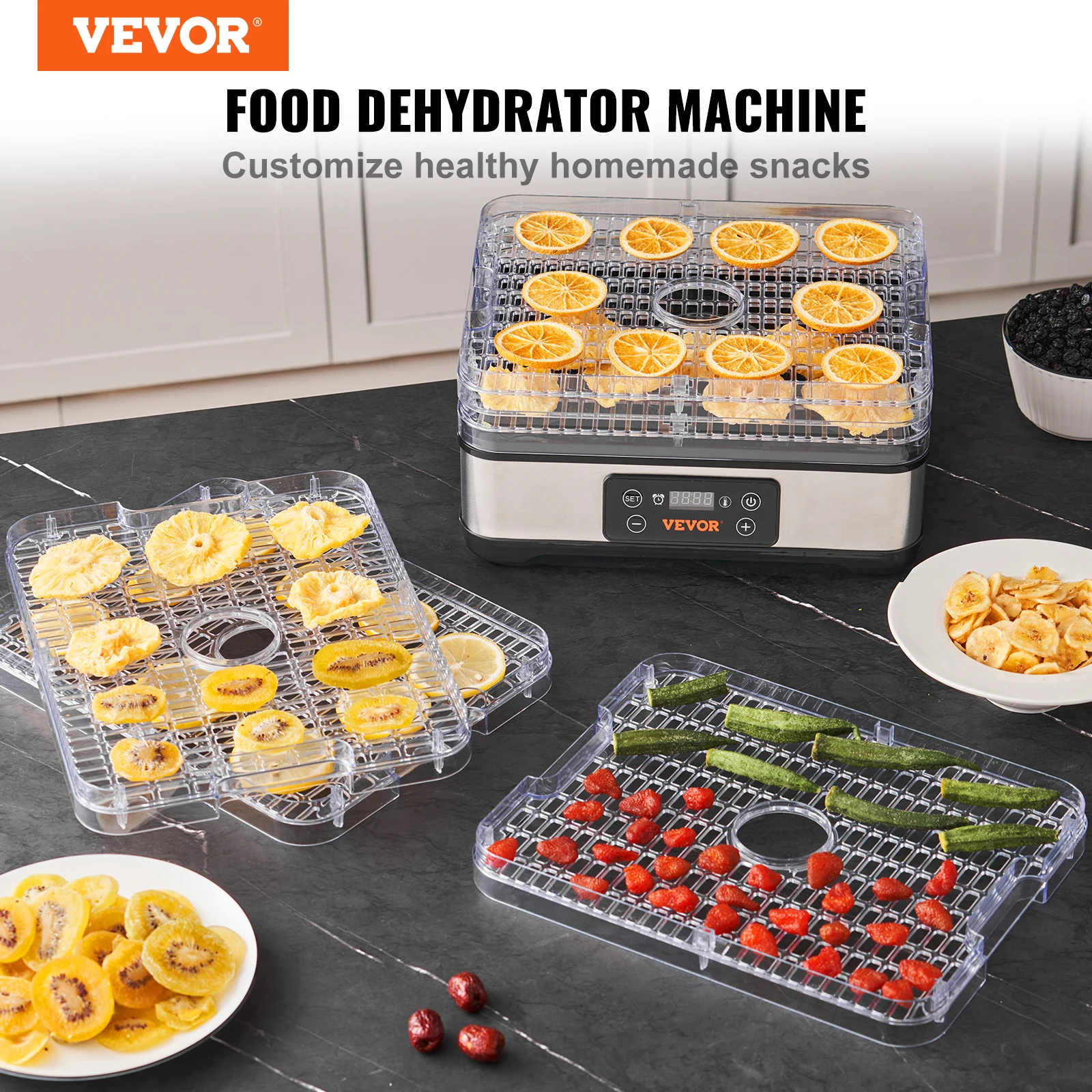 2023 New VEVOR Food Dehydrator Stainless Steel 6 Trays Jerky Digital  Control with Timer Temperature Control - AliExpress
