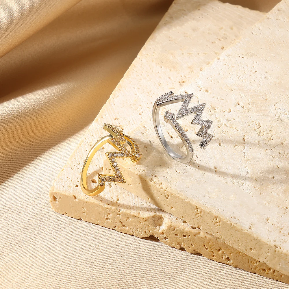 Fashion Zircon Lightning Ring For Women Gold Color