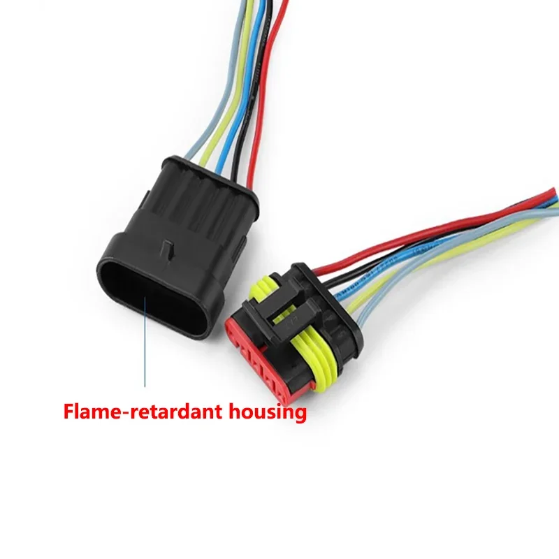 Car Motorcycle 5Sets AMP Waterproof Electrical Auto Connector Male Female Plug with Wire Cable harness 1P 2P 3P 4P 5P 6P Way