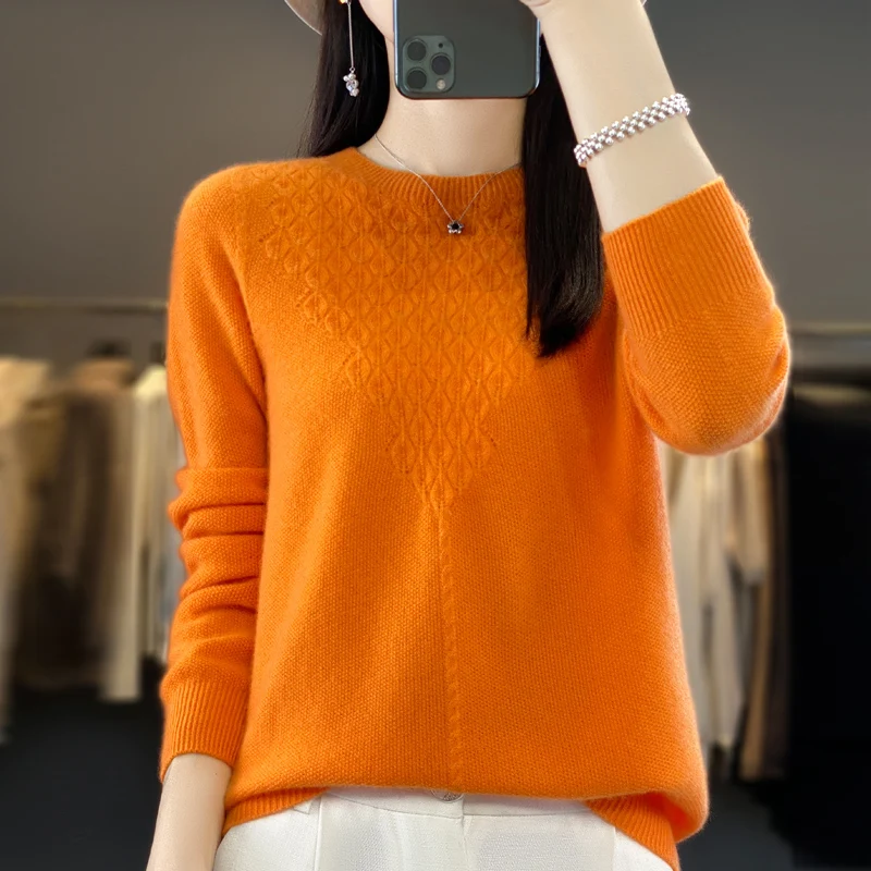 Hong Kong brand sweater women's autumn and winter 2023 new Korean version of sweater top round neck bottoming sweater