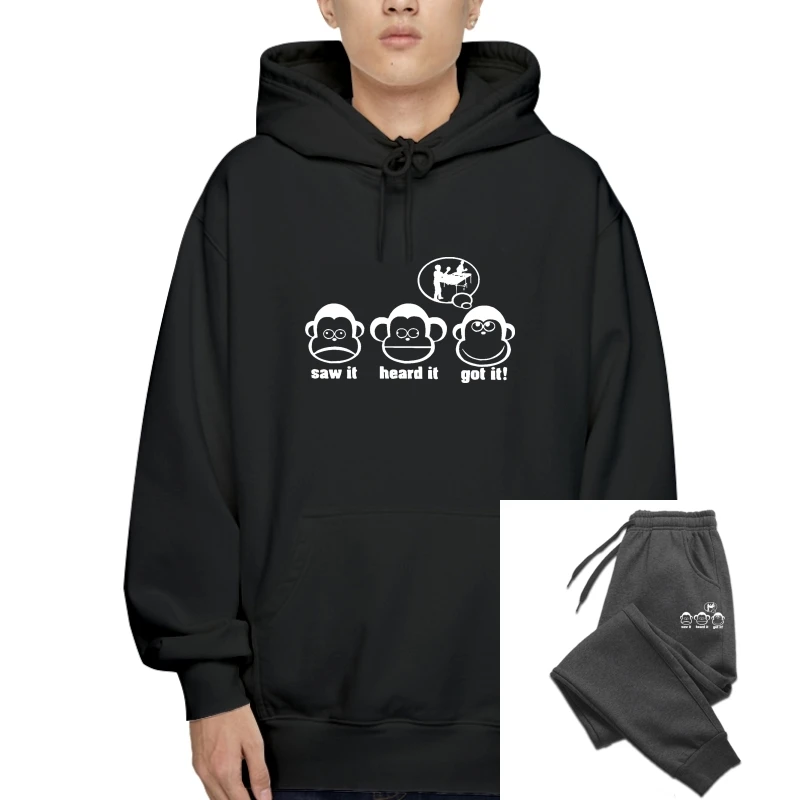 

2020 New Arrival Men Fashion the three monkeys saw it heard It got it - Table tenni T-Sweatshirt Hoodies S-XXXL Sweatshirt Hoodi