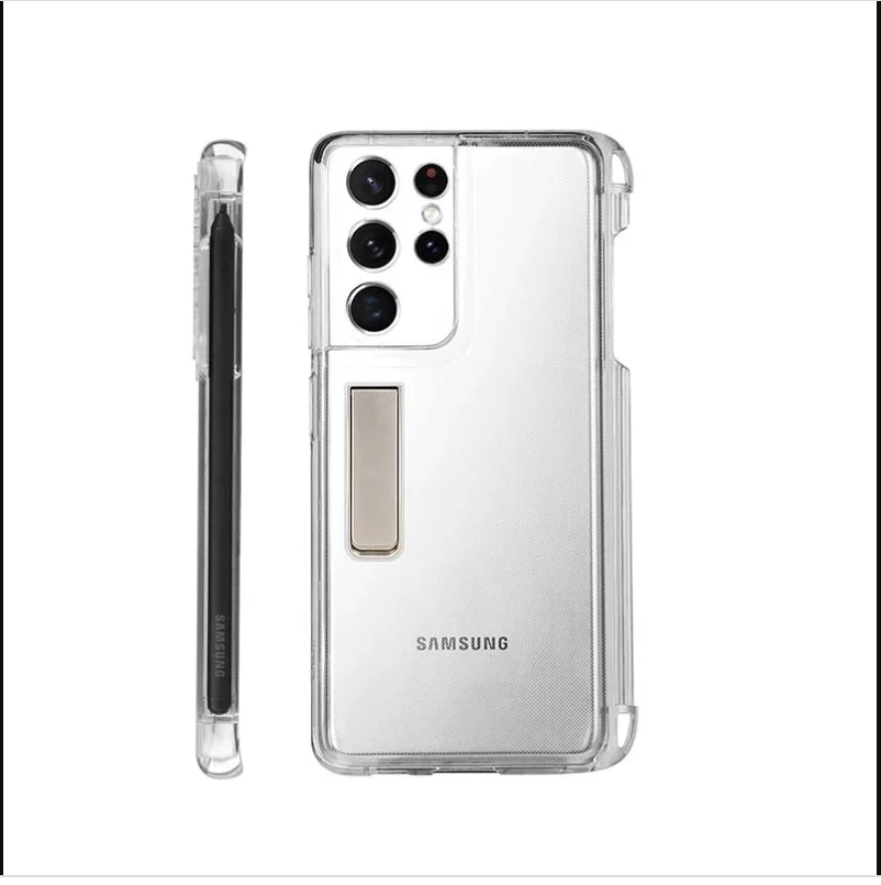 S PEN + Case For Samsung Galaxy s21 ultra mobile phone case with spen stylus slot transparent cover with holder Protective Case