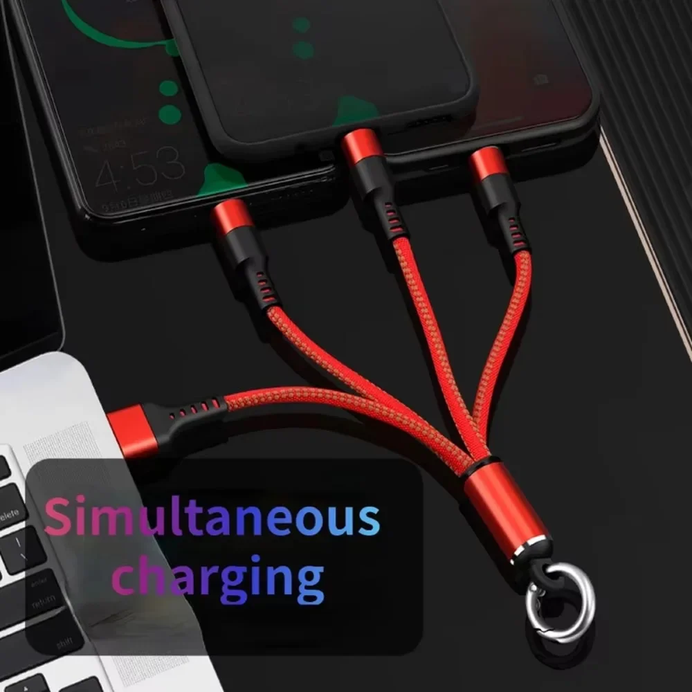 Compact USB Multi Charging Keychain: 3-in-1 Charger Cord