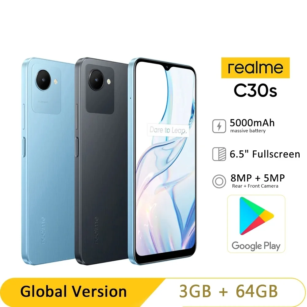 

Смартфон глобальная версия realme C30s, 5000 мАч, 6,5 дюйма, 8 ядер, 3 + 64 ГБ, камера 8 МП