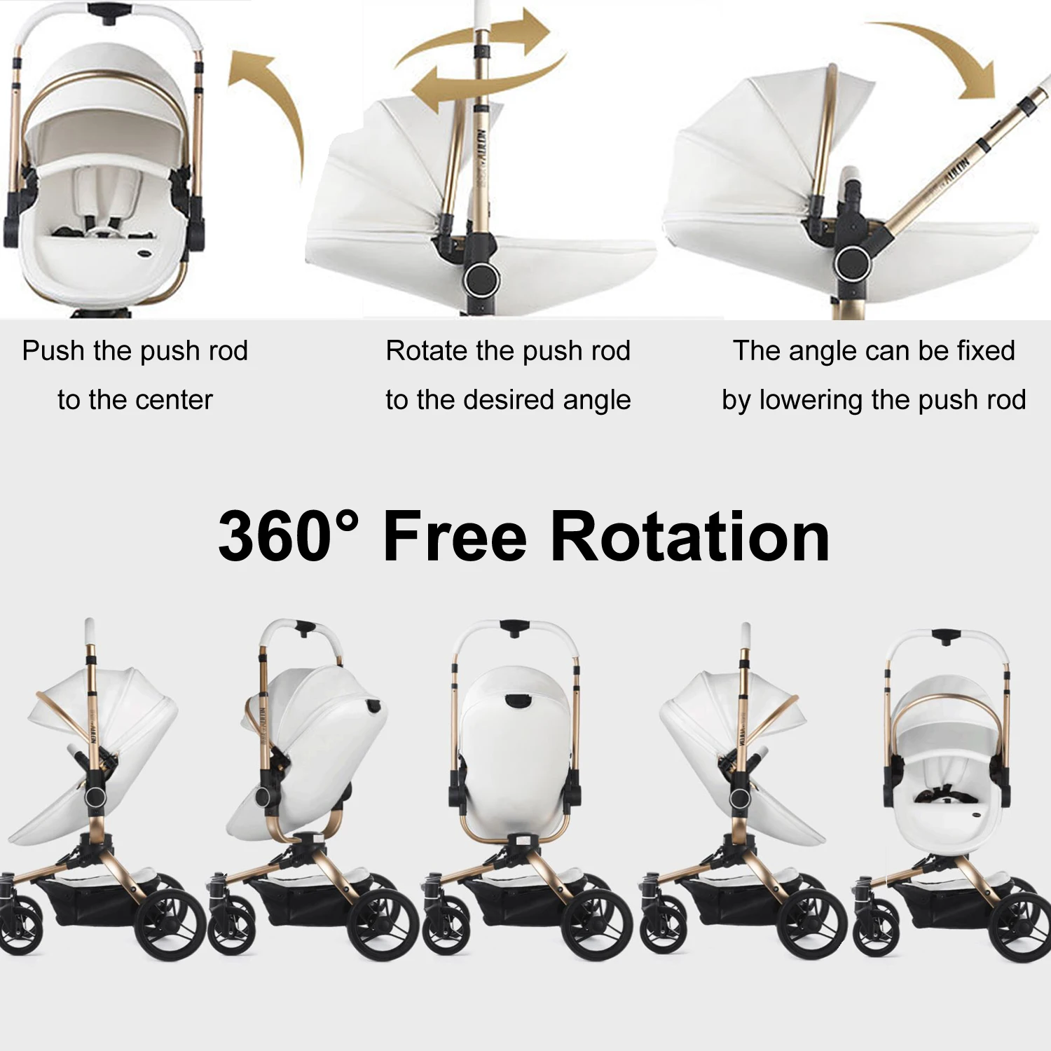 Max of Aulon, 3in1 Baby Stroller, Aulon Baby Carriage, PU Leather Luxury Pram, Foldable Standard Stroller Combo Car Seat