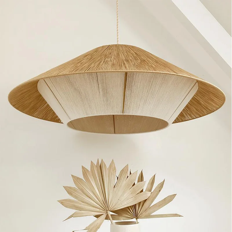 

Japanese Retro Chandelier Lights Woven Hemp Rope Hanging Lamp Creative Bedroom Living Room Pendant Lamp Dining Room Home Decor