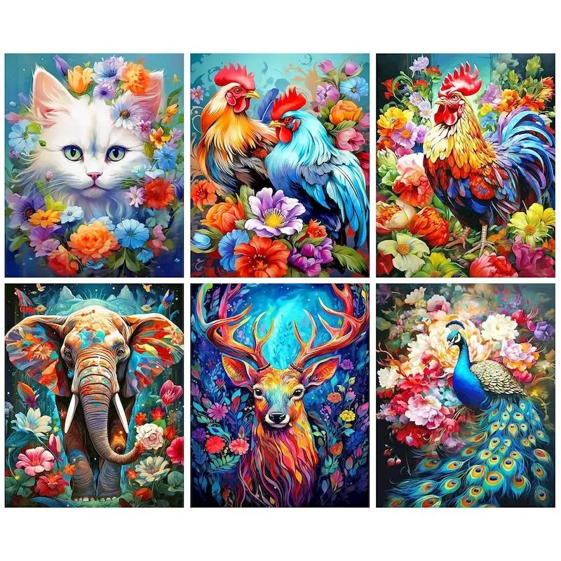 

CHENISTORY DIY Frame Pictures By Number Flower Animal Kits Painting By Number Drawing On Canvas HandPainted Art Gift Home Decor