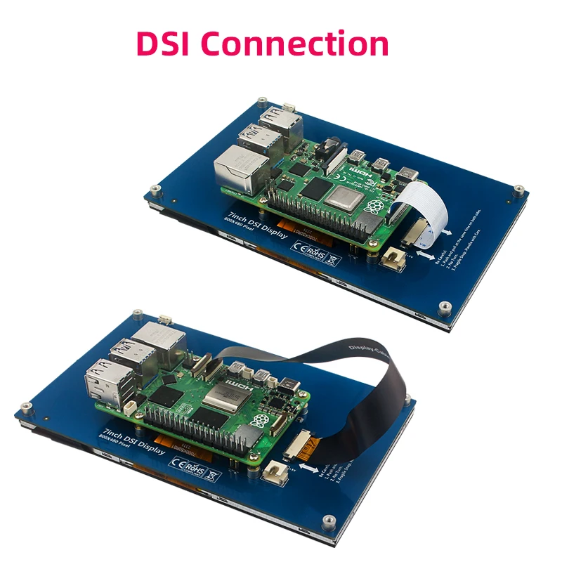 Dsi Touch Screen para Raspberry pi Monitor Padrão Ips Display Rpi 3b 3b 800x480 Lcd Mipi Csi Cabo Rpi Pi5 7 - Imagem 3
