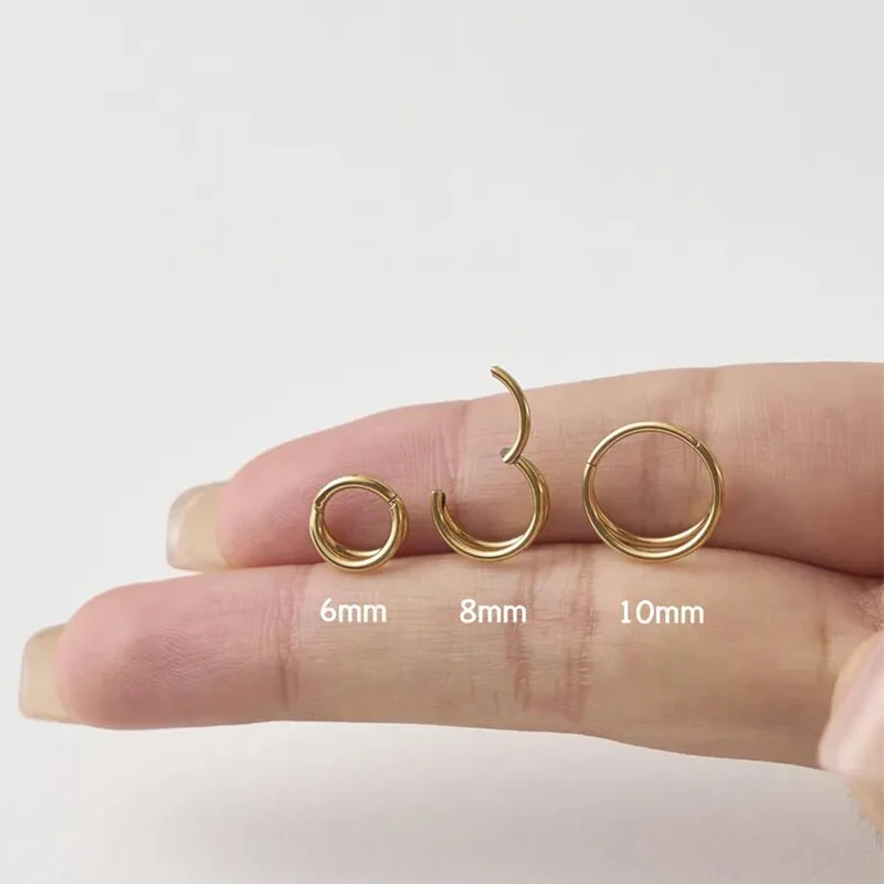 Titanium Nose Ring 1/5pcs Double Hoop 20G 18G 16G Septum Clicker Hinged Segment Ring Ear Cartilage Conch Tragus Helix Jewelry